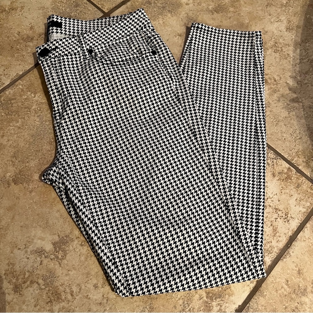 Black and White Houndstooth Skinny  Stretch Jeans